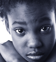 Black and white picture of a girl's face