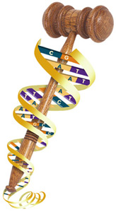 Judges Gavel with a DNA Helix surrounding the handle