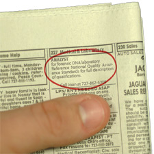 Newspaper want ad for Analyst