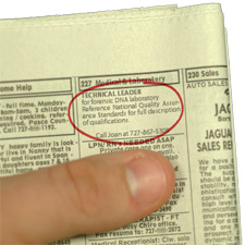 Newspaper want ad for a Technical Leader