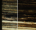 Photo of a side by side comparison between marks on two bullets