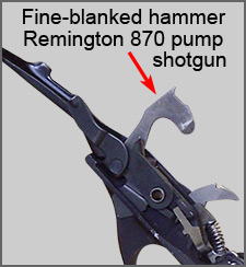 Fine-blanked hammer Remington 870 pump shotgun