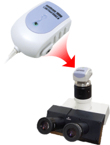 Digital imaging camera, mounted on top of microscope