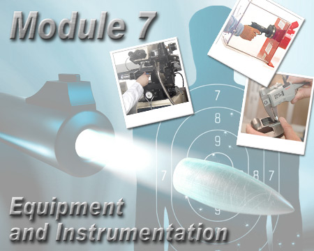 illustration of a gun being fired with text that says Equipment and Instrumentation