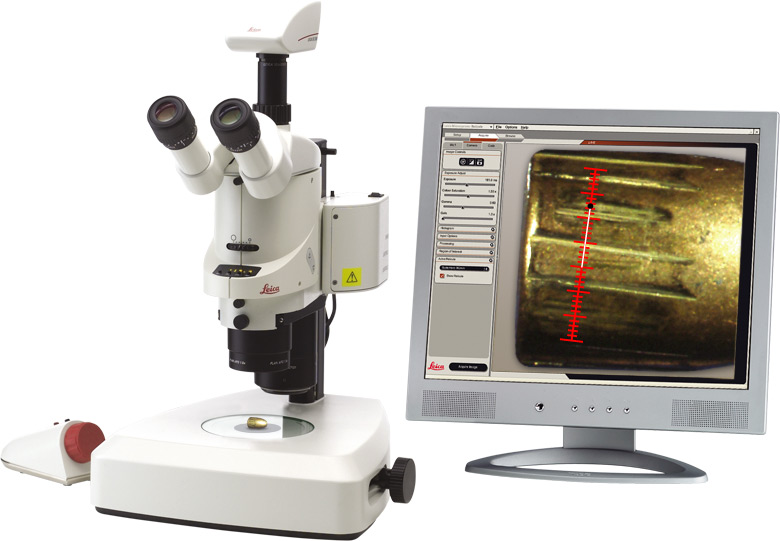 A microscope being used with electronic reticle software