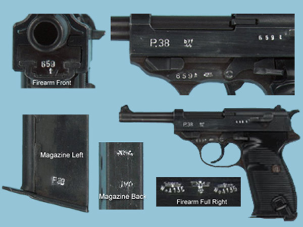 German model P.38 has a repeating cycle of serial numbers with individually numbered parts