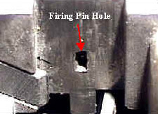 Glock pistol firing pin hole