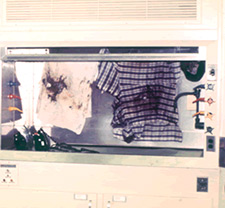 Biological- and firearm-related evidence drying in fume hood