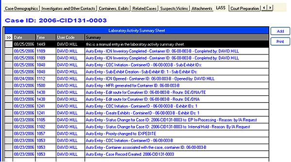 STARLIMS screen showing case status