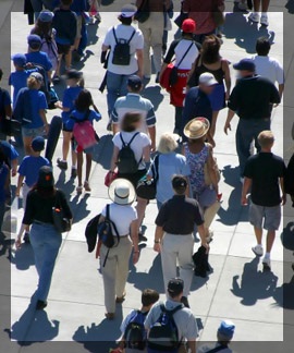 Photo of a group of people walking on a cross walk