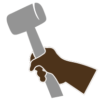 Illustration of hand gripping mallet