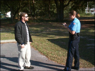 Photo of officer facing man