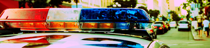 Closeup of police car lights