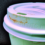 lipstick stain on a cup of coffee