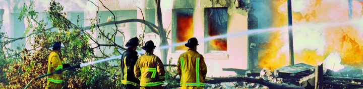 Photo of firefighters putting out a fire