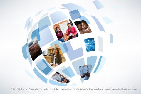 Globe showing diverse images of women